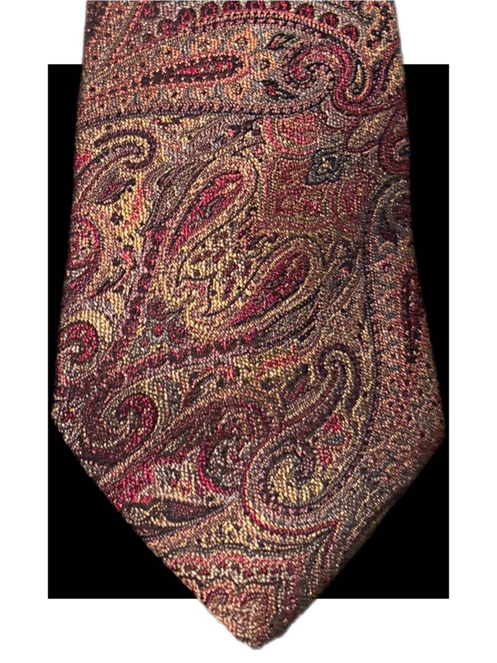 Vintage Brooks Paisley Silk Tie in Burgundy and Gold Tones